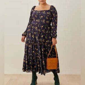 Reformation Navy Floral Dress